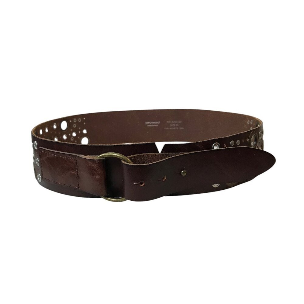 Promod  85 Brown Leather Accent Belt Made In Italy Size S